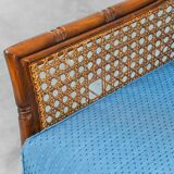 Pair of vintage armchairs in bamboo and Vienna straw 1960s modernism