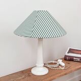 Earthenware lamp and striped lampshade