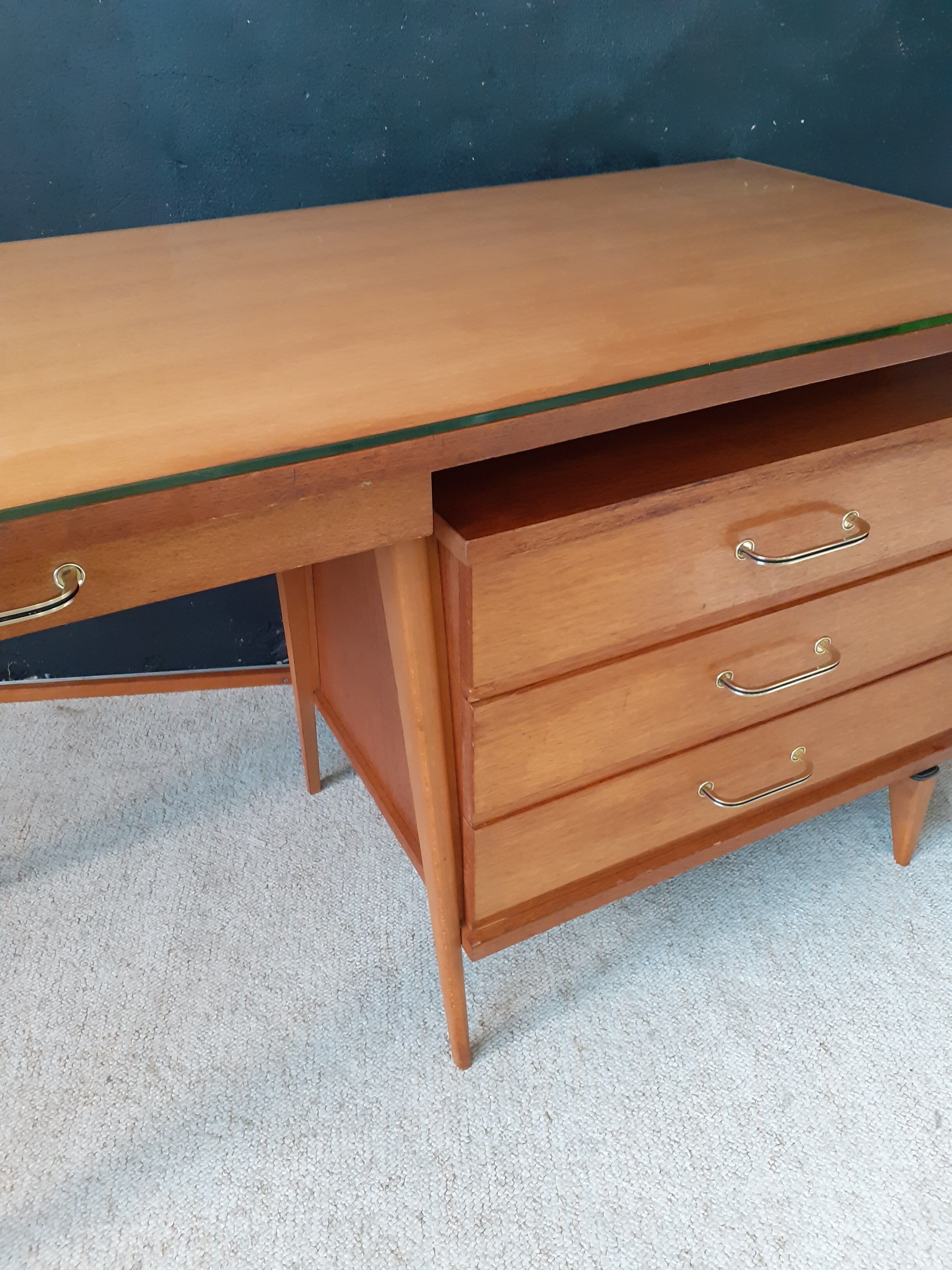 Vintage desk with compass feet around 1950