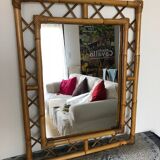 Miroir vintage en rotin 51x66cm