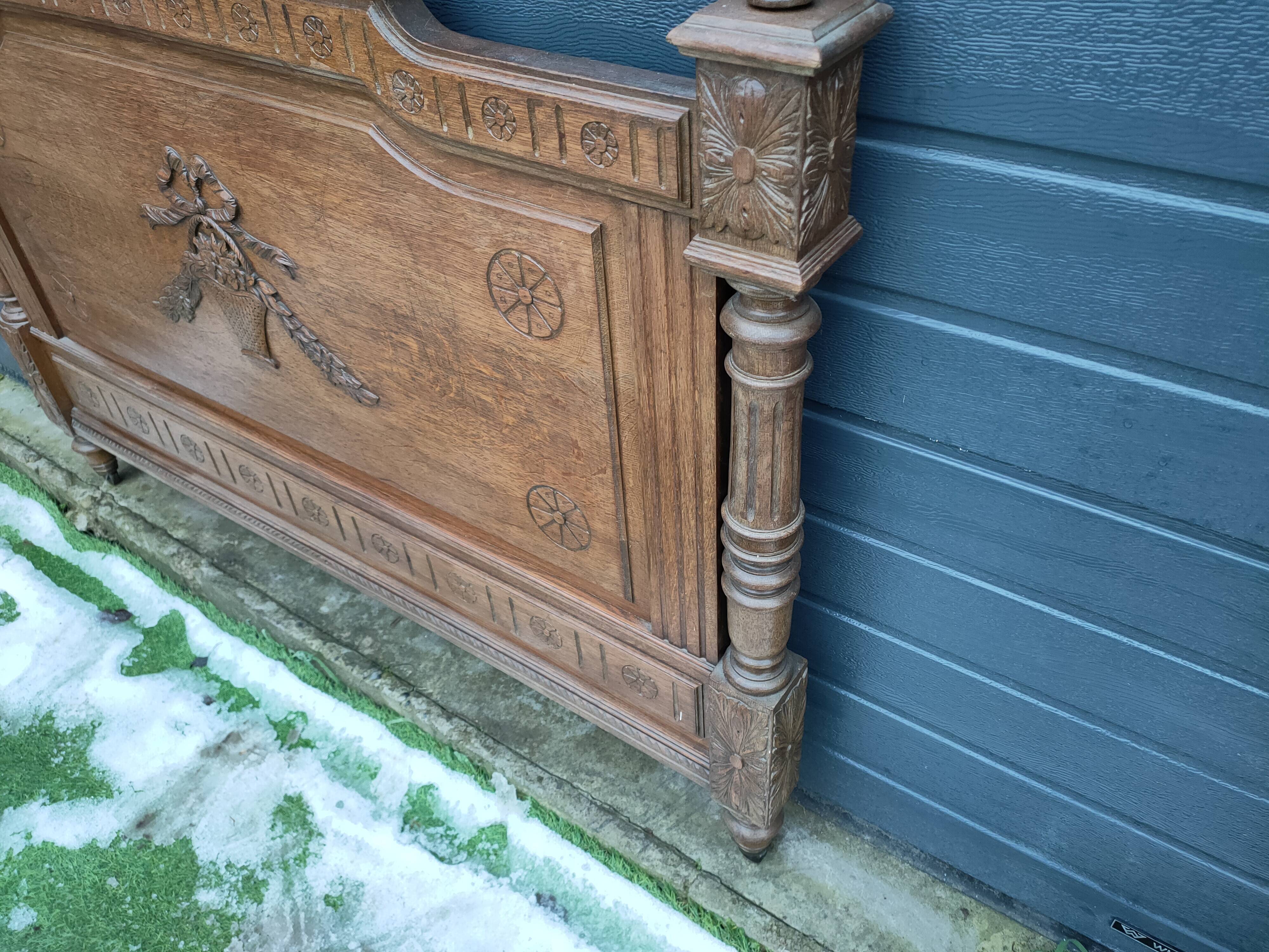 antique solid oak headboard