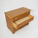 Bamboo and woven wicker chest of drawers, 1970s