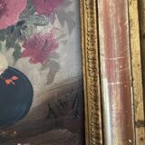 Golden framed flower bouquet painting