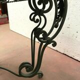 Round living room table in wrought iron and marble XX century