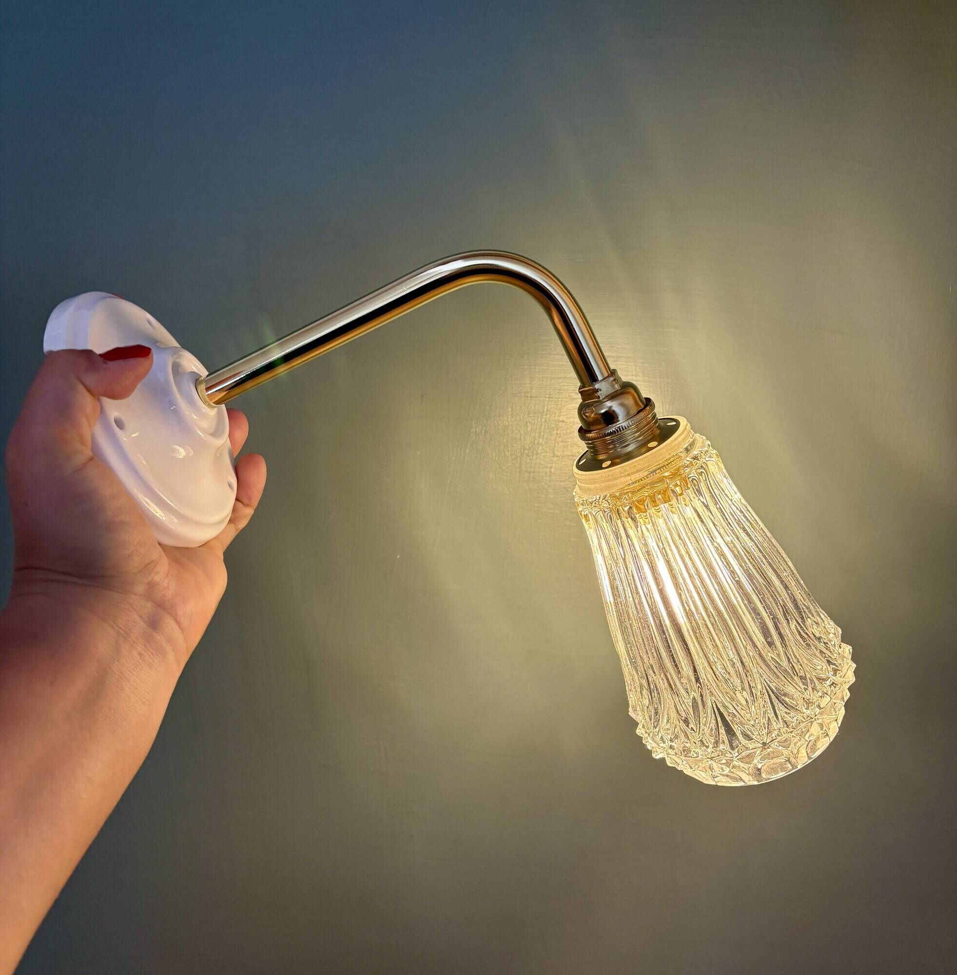 Vintage cut glass tulip wall light
