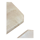 Pair of square nesting coffee tables in white beige travertine marble
