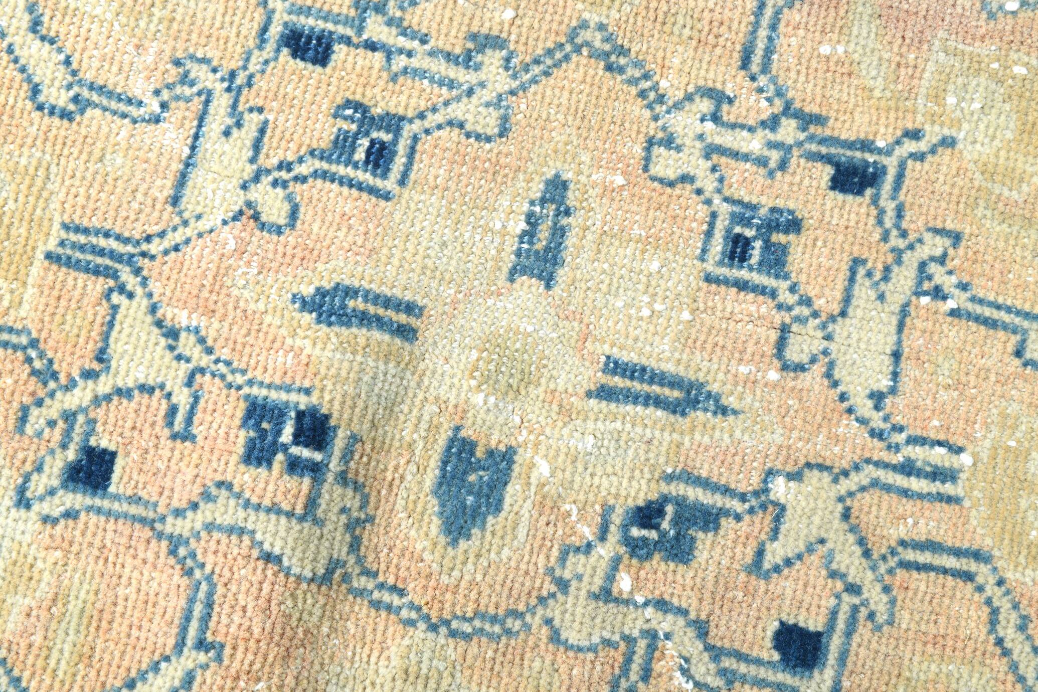 10x13 Blue & Peach Floral Antique 55s Persian Rug, 301x388Cm