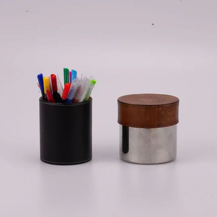 Vintage pot in stainless steel and leather Grasoli