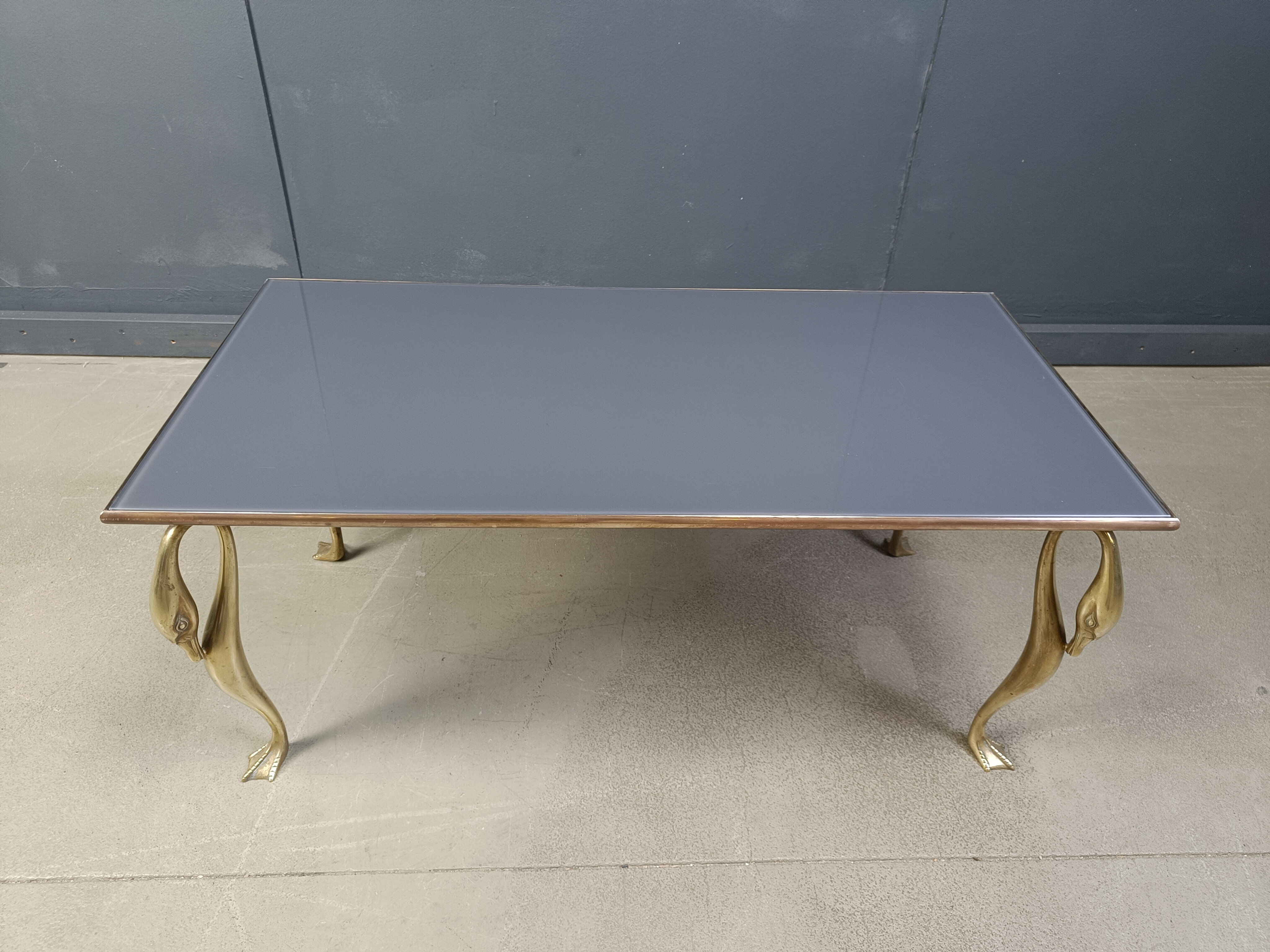Vintage brass swan coffee table, 1970s