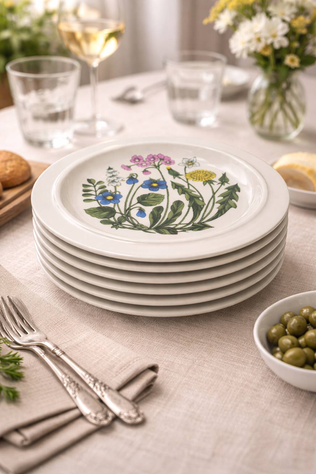 Set of 6 Arabia Finland plates model Flora – Esteri Tomula –