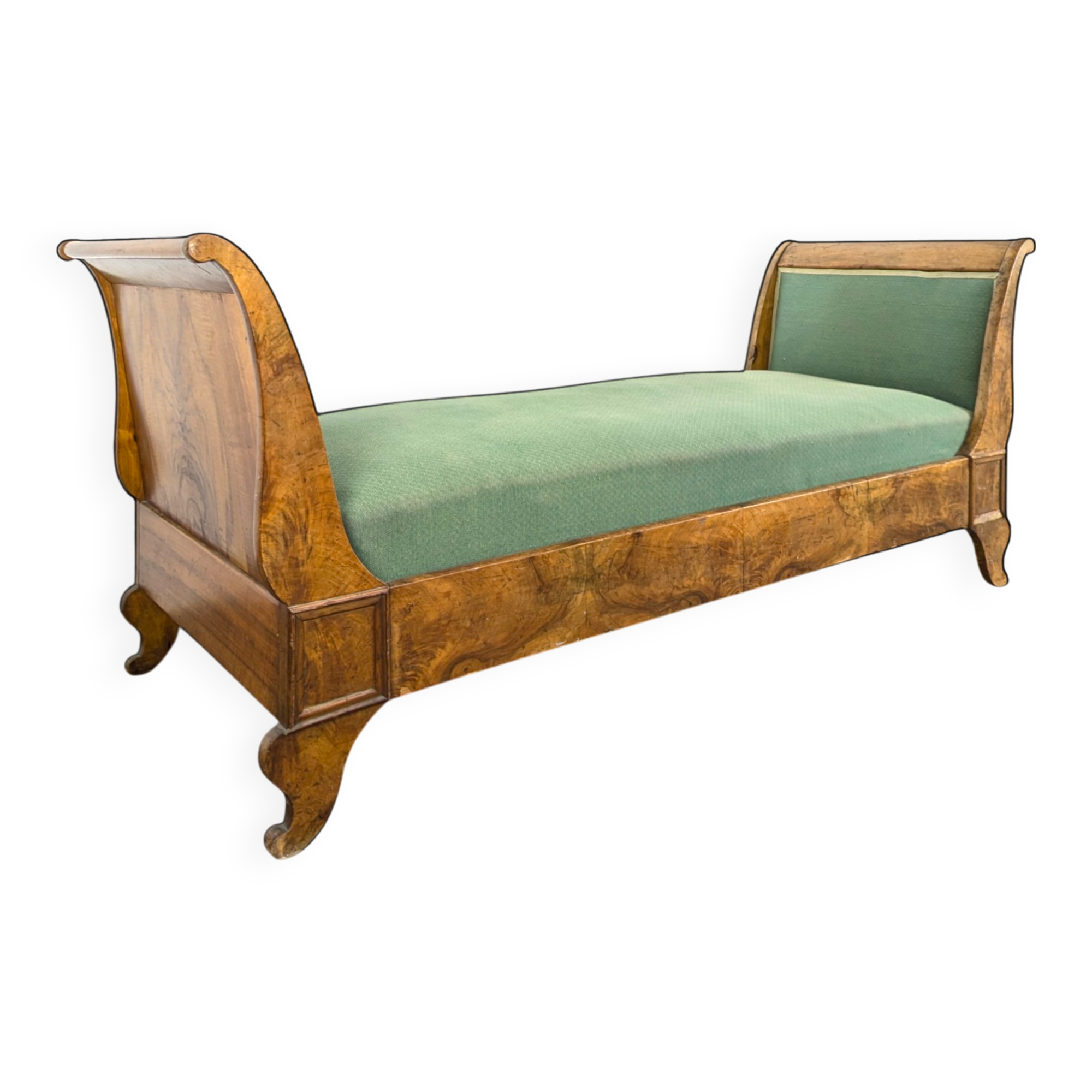 Restoration period banquette in flame mahogany