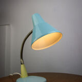 Adjustable Desk Lamp in Blue Painted Metal and Chrome-Plated Spiral Arm, 1970s