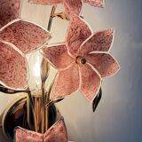 Mid-century design Murano pink glass flower wall lamp, 1970s