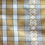 Beige vintage checkered rectangular tablecloth