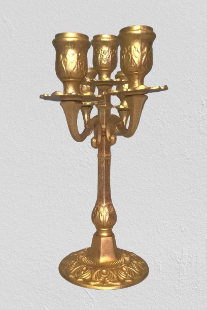 Pair of art-deco candlesticks five lights with removable light arms ~ golden regulates ~ 1930s