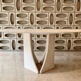 Oblong travertine dining table