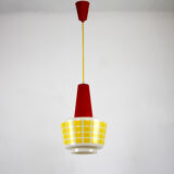 Suspension en verre rouge et jaune