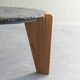 2 tables d'appoint en ardoise et bois de pin de style brutaliste