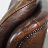 Sheepskin Leather Armchair in a Dark Warm Color