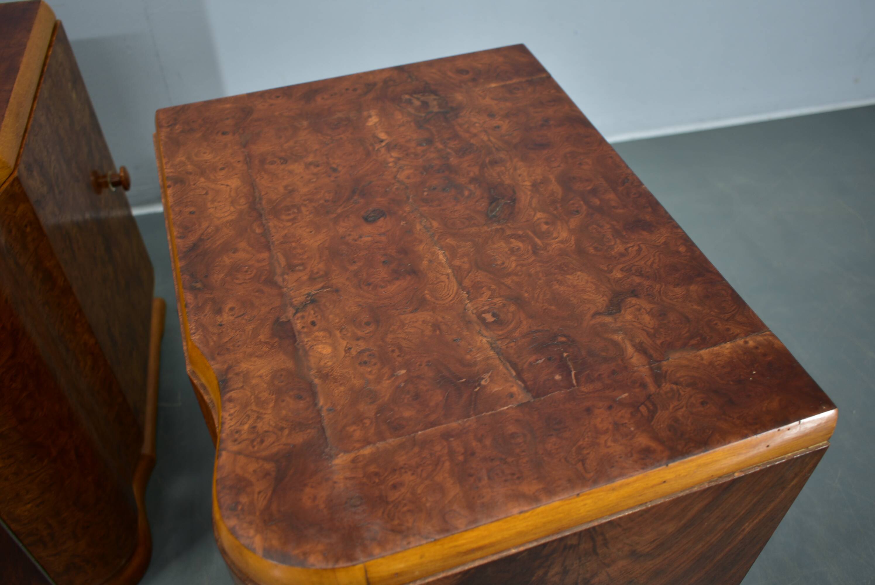 1939s pair of art deco bedside tables, Czechoslovakia