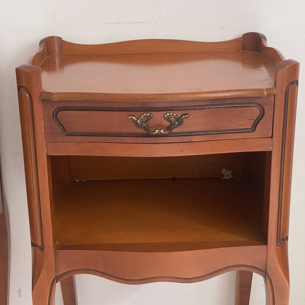 Pair of Louis XV style bedside tables in cherry wood.