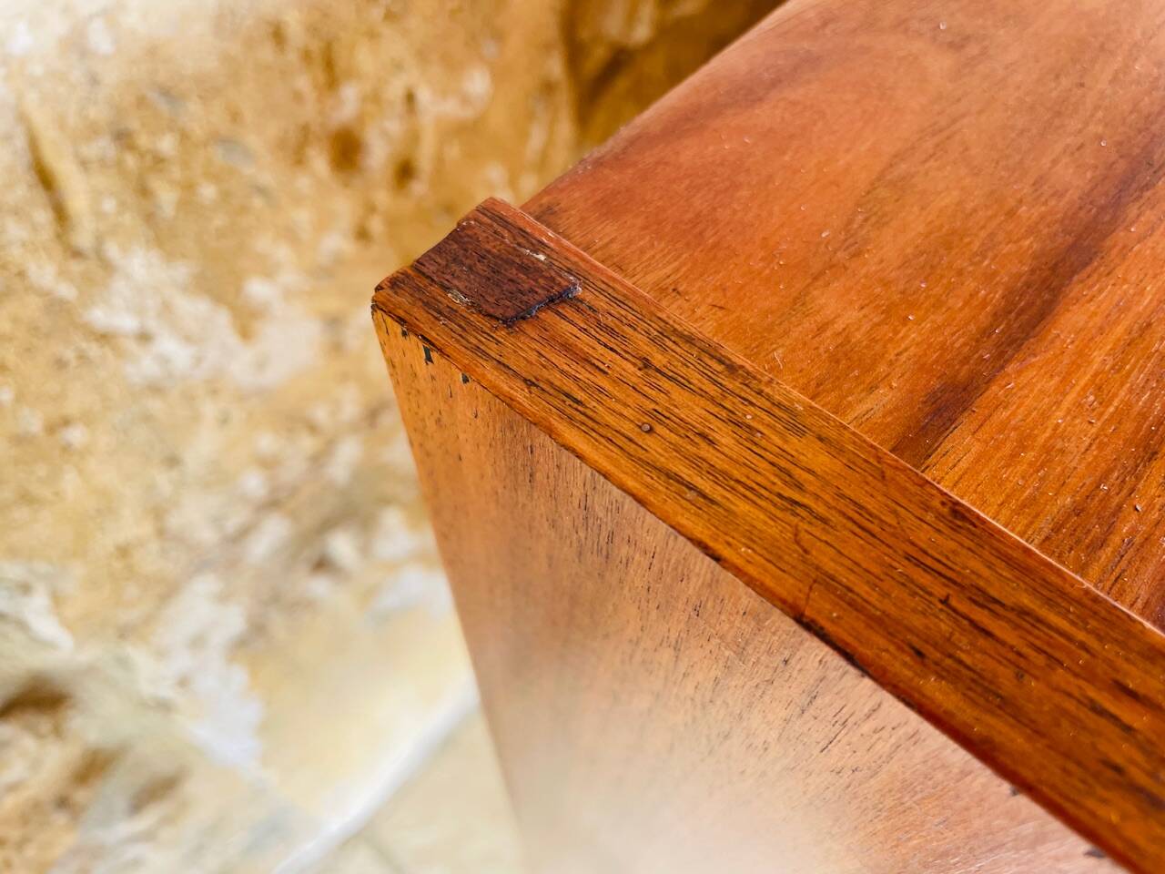 Vintage walnut commode with tapered legs circa 1950s