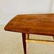 Table basse vintage danoise en teck et rotin des années 1960