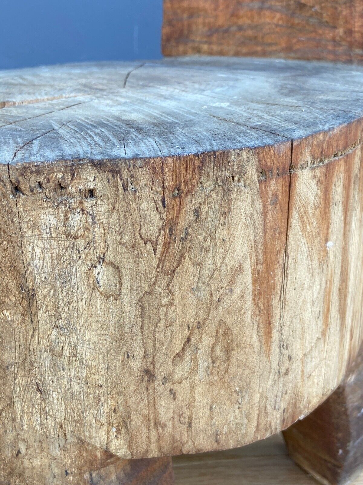 Brutalist africanizing wooden stool carved in the xxth mass