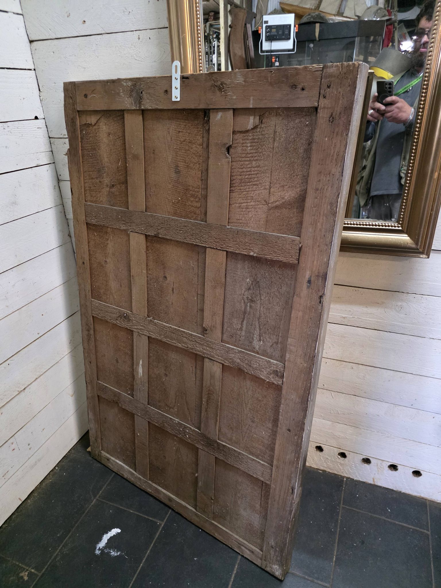 Golden mirror in oak from the 19th century.