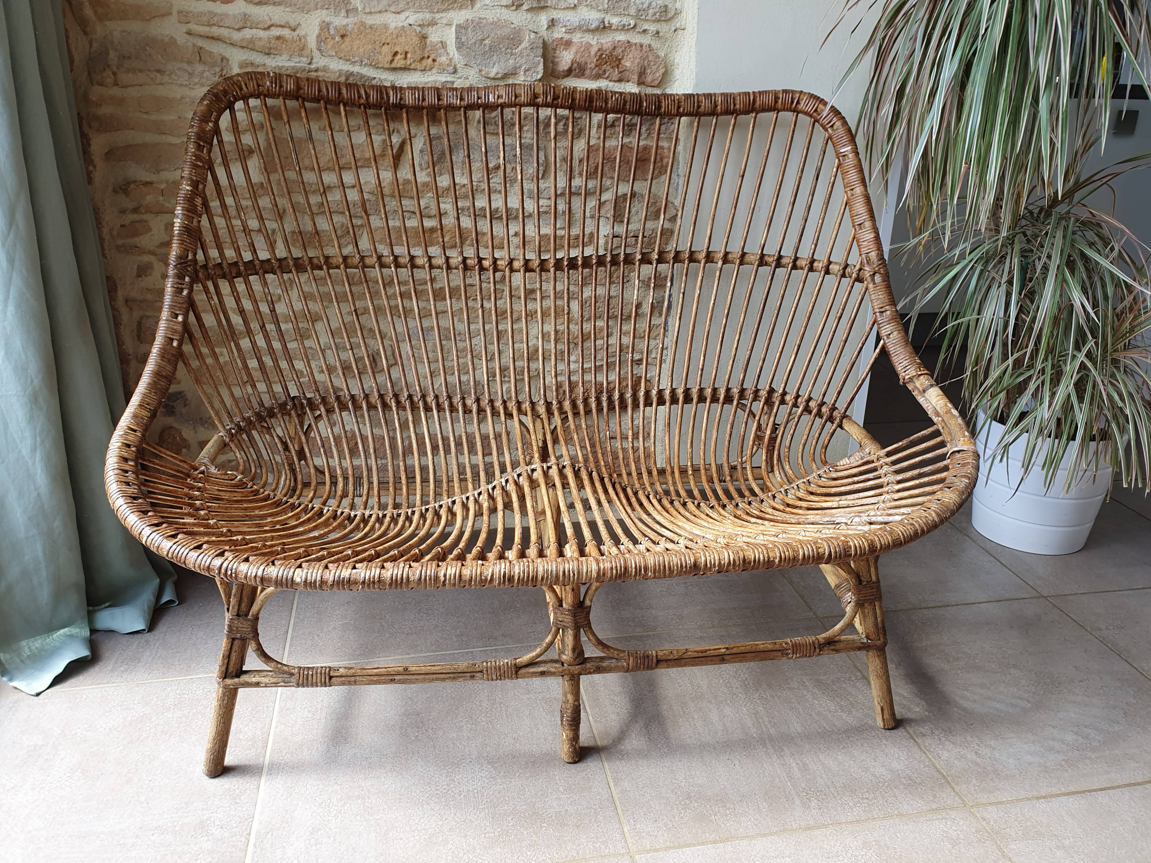 Rattan bench