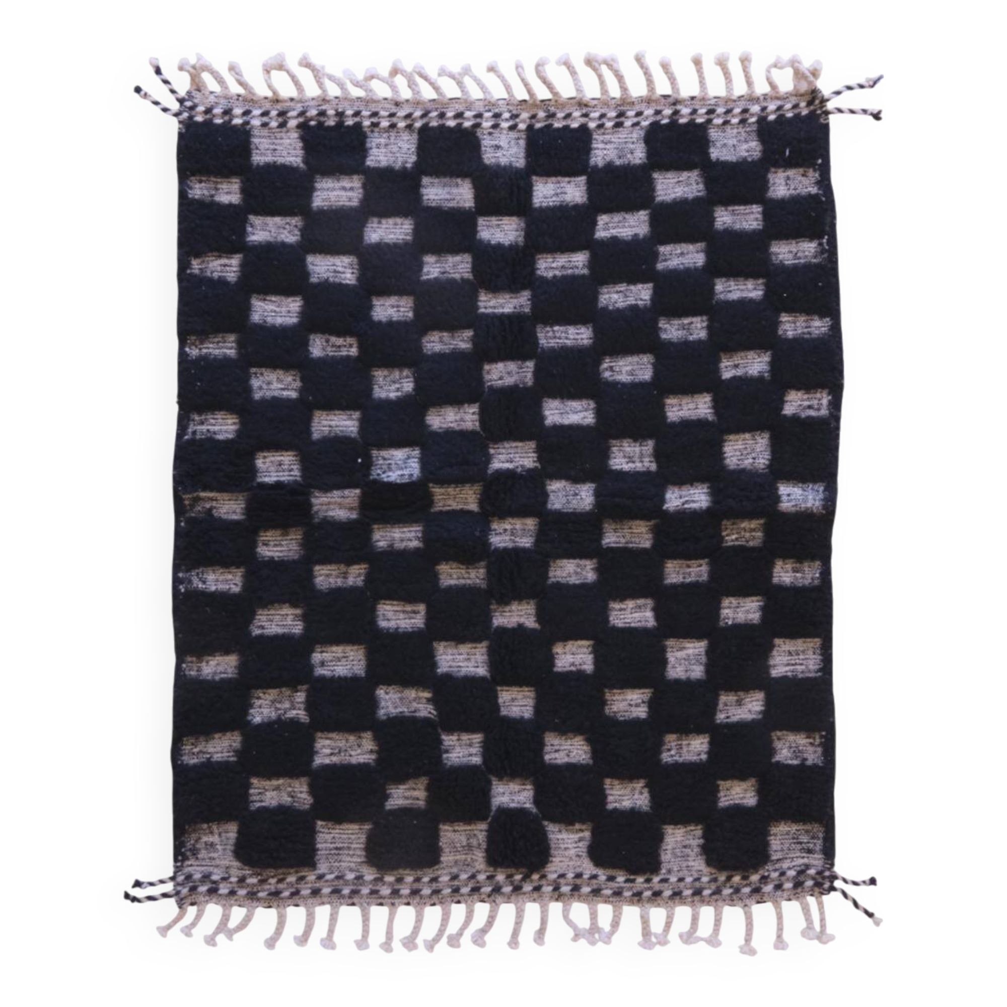 Tapis texturé noir à carreaux - 151 x 124 cm