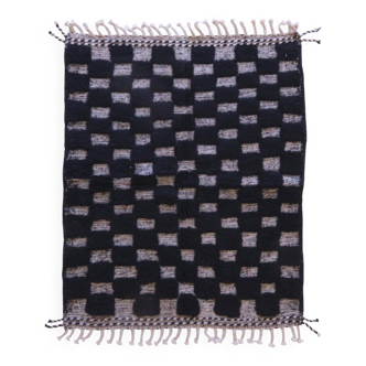Tapis texturé noir à carreaux - 151 x 124 cm