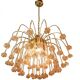 Vintage chandelier rain gold with handmade Murano glass pink flowers.