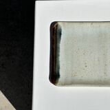 Trio of small rectangular serving dishes white and black Indonesian ceramic 21x16