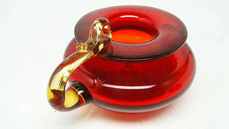 Modernist candle holder, glass, designed by B. Świstacka, Poland, 1970s