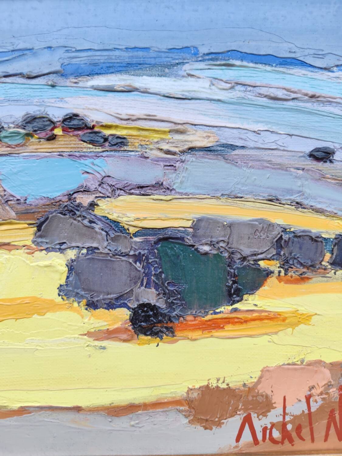 Oil on canvas by Michel No, 1980s.