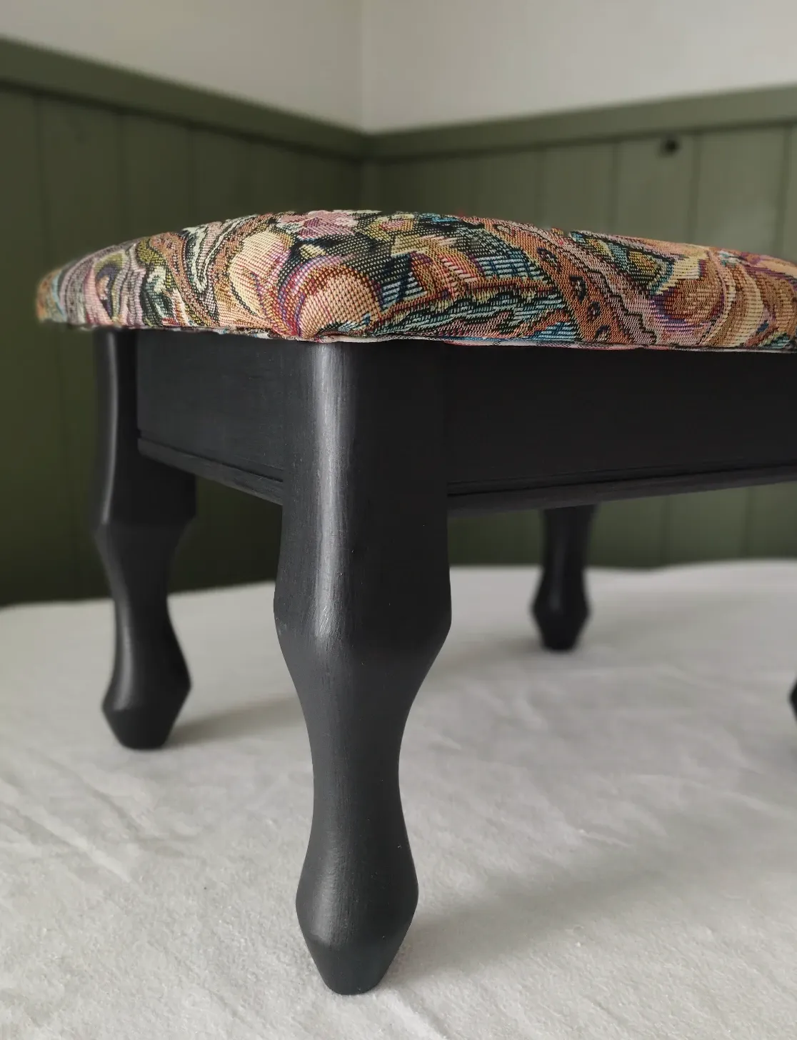 Small vintage tapestry footstool.