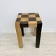 Table d'appoint en bois massif vintage style échiquier, années 1970