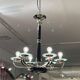 Art Deco Chandelier in Black Lacquer and Glass, 1930