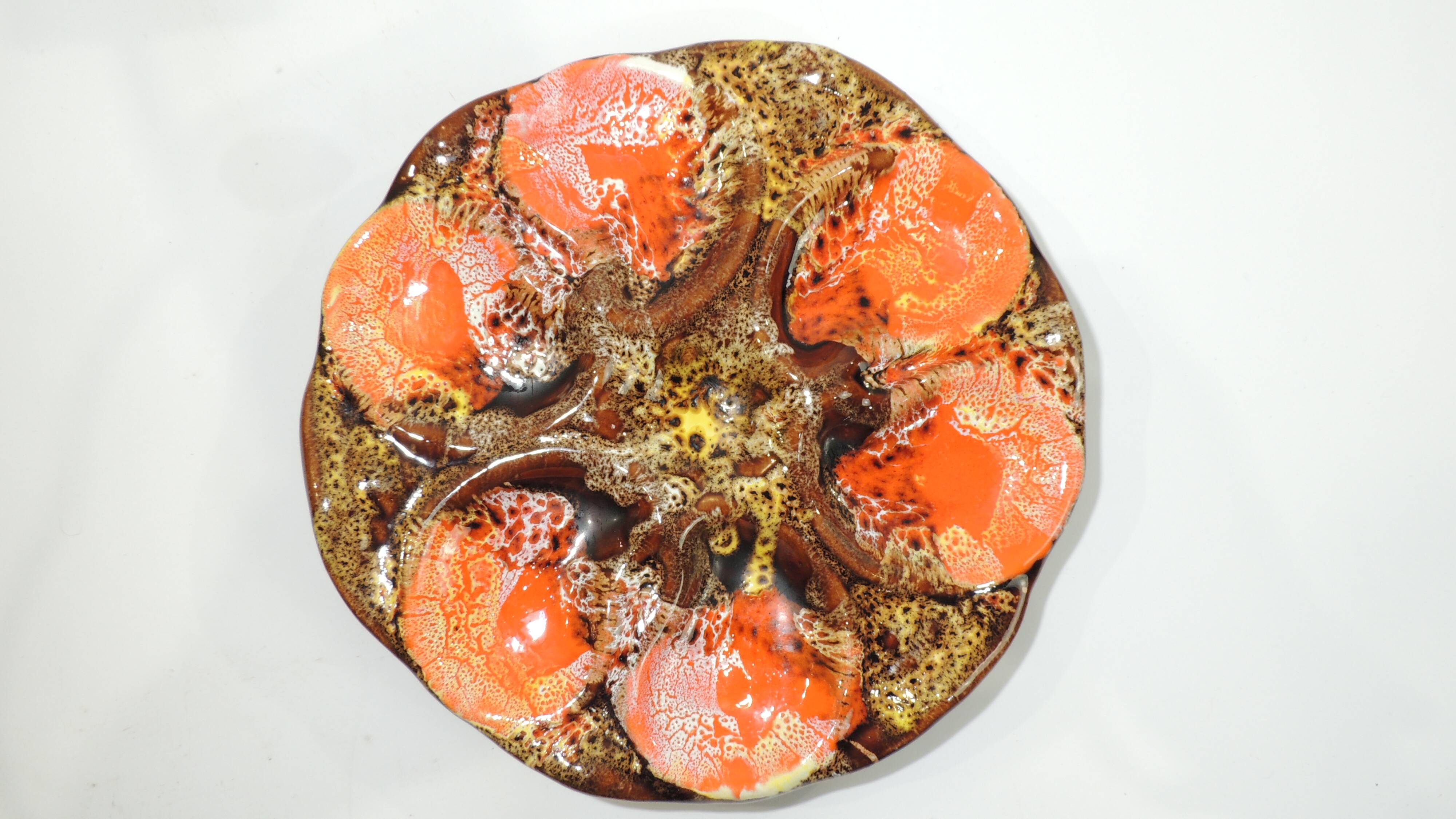 Lot six oyster plates /slip/faience