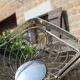 Vintage silver twisted metal basket – Foldable handle
