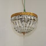 French Mid-Century Bronze and Crystal Bag Light – Flush Mount 5202
