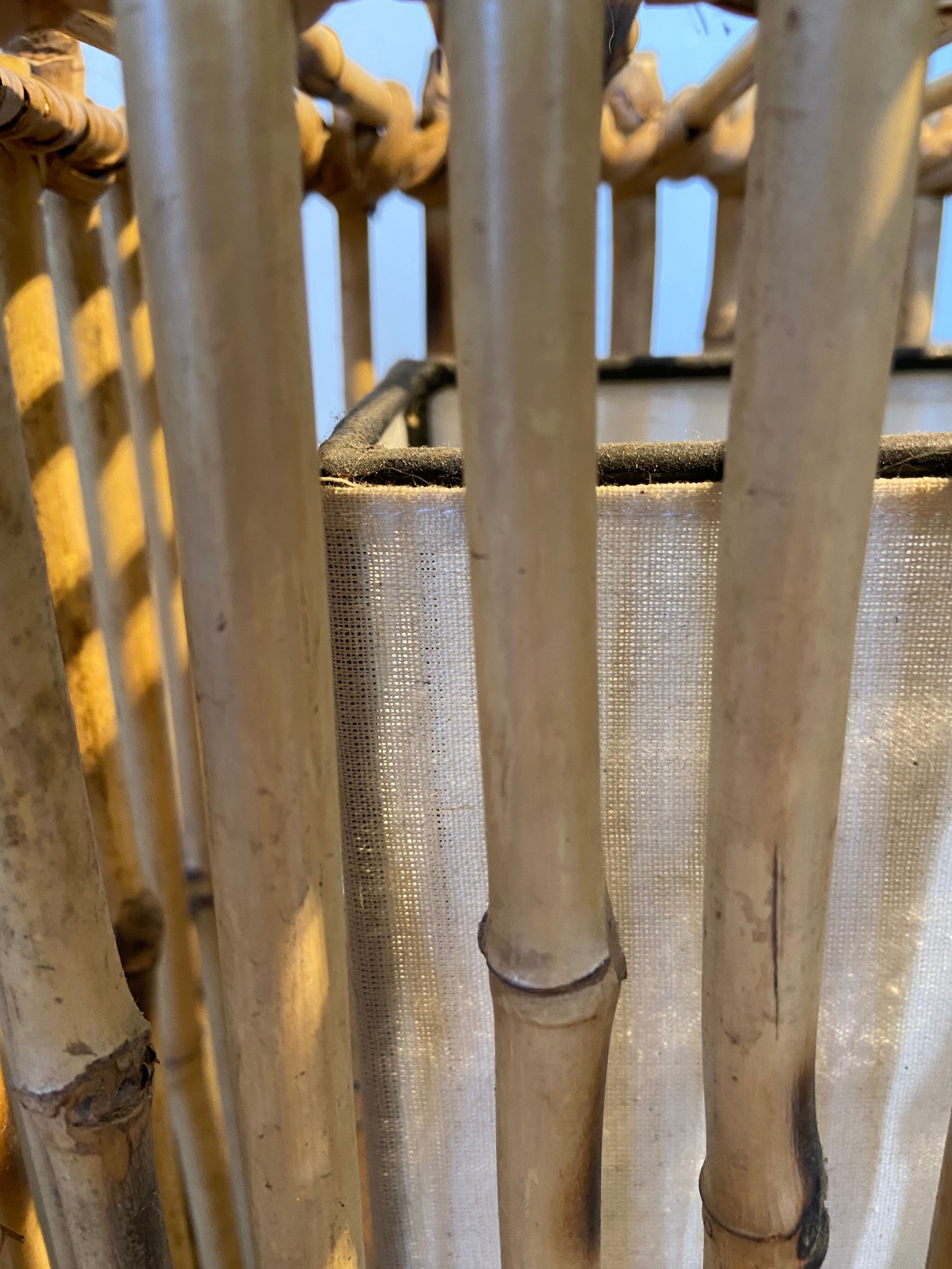 Pair of bamboo and canvas lamps year 70-80