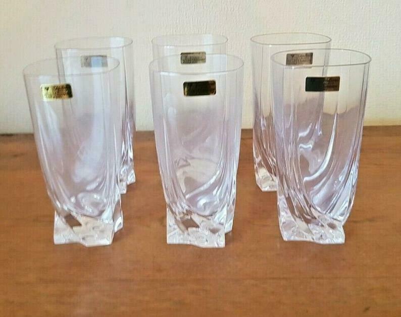 Set of 6 Hi Ball tumbler glasses French Royal Crystal of Champagne