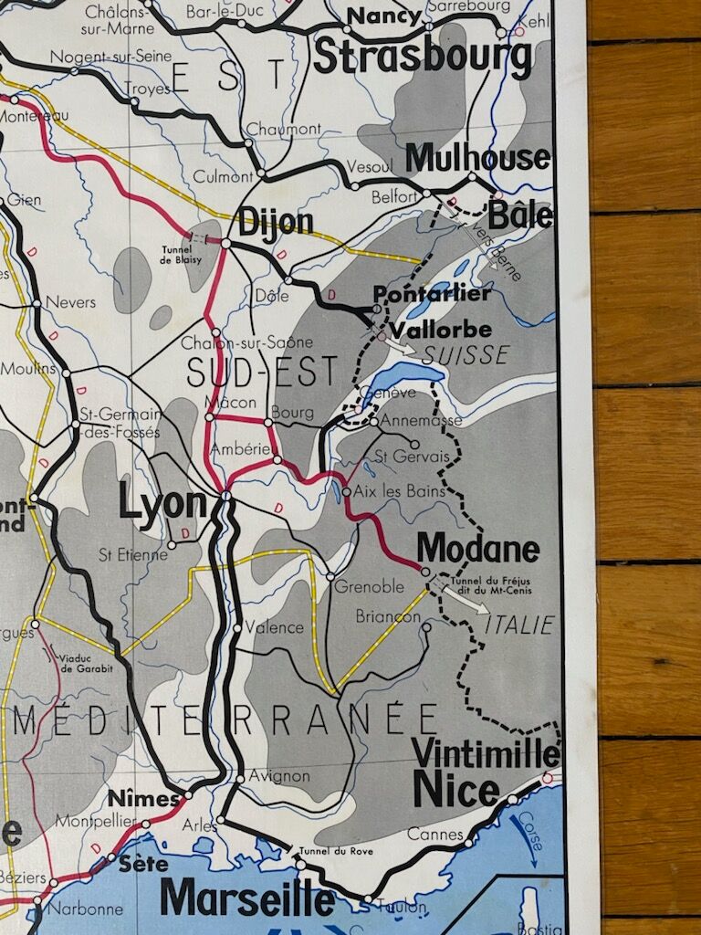 1964 School Map Railways of France