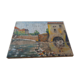 Tableau huile sur toile posée sur bois