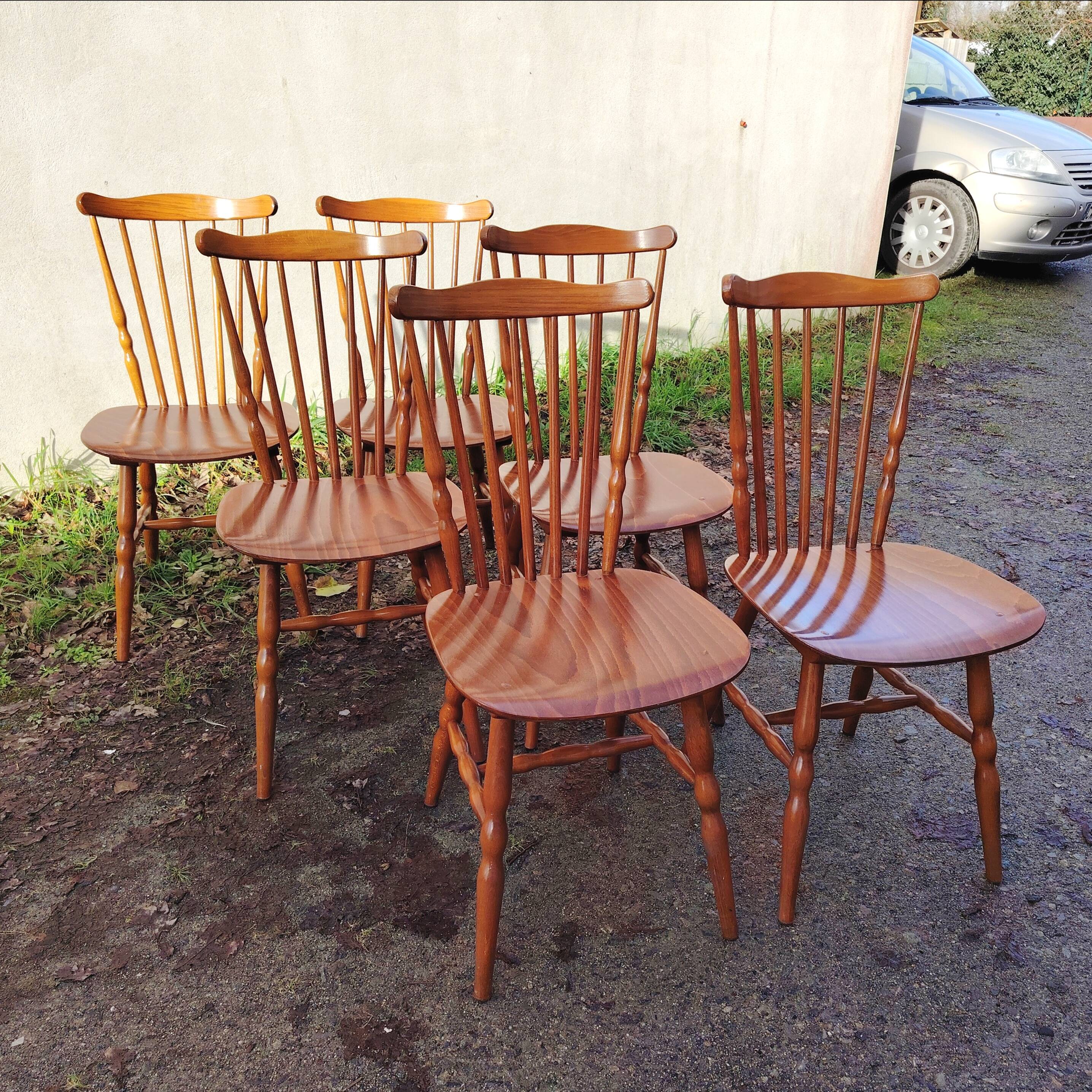 Lot of 6 Baumann chairs, Tacoma model, vintage, bistro.