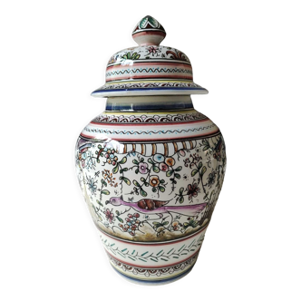 Potiche/pot à gingembre, thé, reproduction musée xviième, art et déco, peint main signée