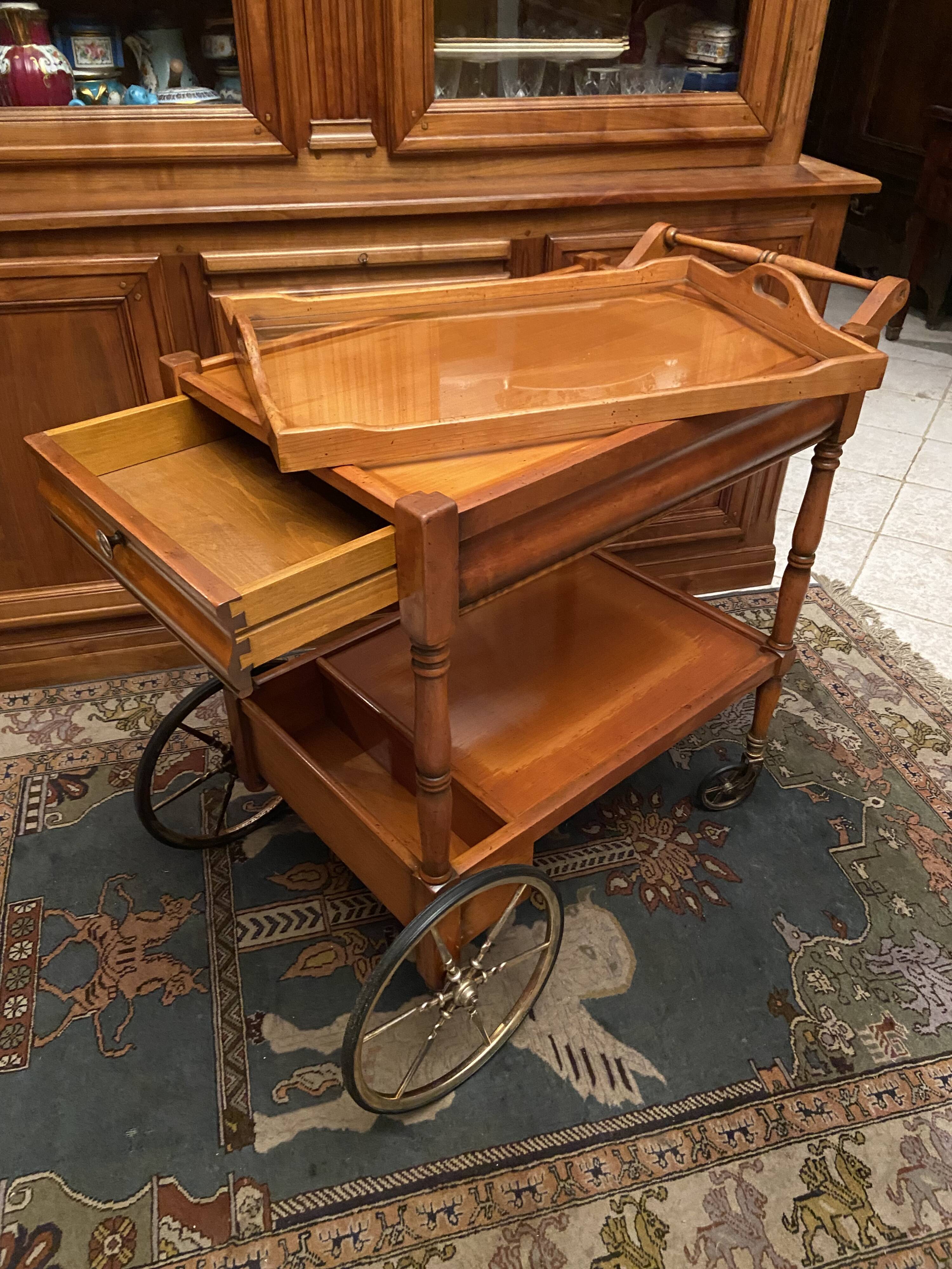 Serving table in blond cherrywood with removable top