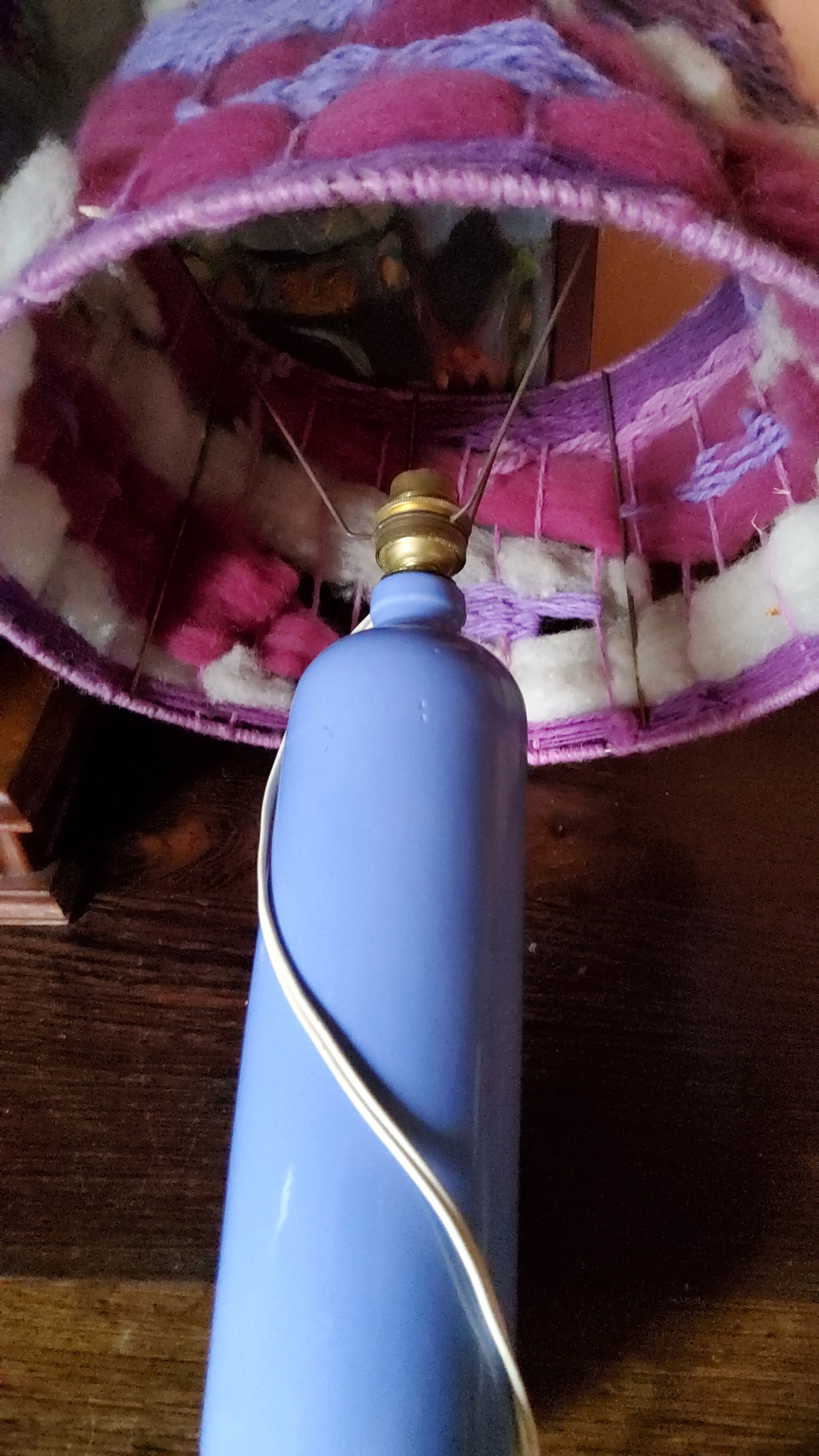 Digoin sandstone lamp from the 70s wool lampshade